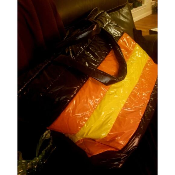 New JUMBO K-WAY X R&D PELAGIE NYLON MAXI TOTE BAG Puffy Shiny Retail $478!! - Picture 9 of 12